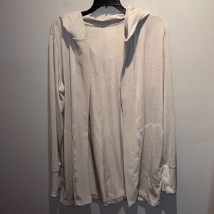 Athleta Uptempo Wrap‎ Hoodie Open Cardigan long  Gray SzM Thumb holes